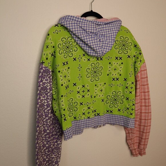 Teddy Fresh Patchwork Floral Zip Cropped Hoodie - Picture 4 of 4